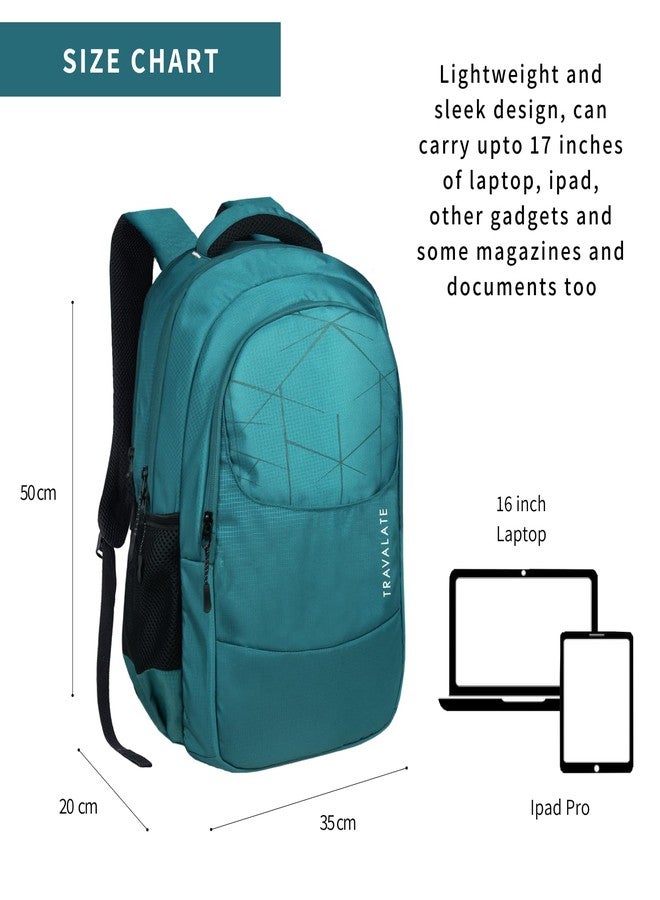 TRAVALATE Unisex Polyester 35L Backpack School Bag Women Men Boys Girls Class 6 to 12 children Daypack College Bag Book School Sports Bag Weekend Bag with rain cover - Teal - Image 3