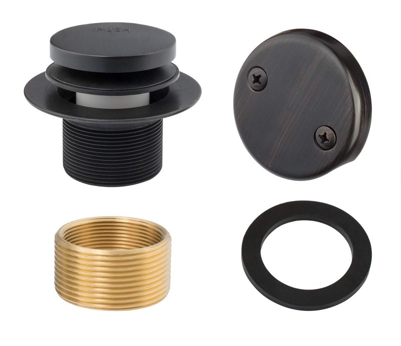 Artiwell Tip-Toe Bathtub Drains Trim Set With Two-Hole Overflow Faceplate Replacement Bath Drain Trim Kit With 2-Hole Overflow Faceplate And Universal Fine/Coarse Thread (Oil Rubbed Bronze) - Image 1