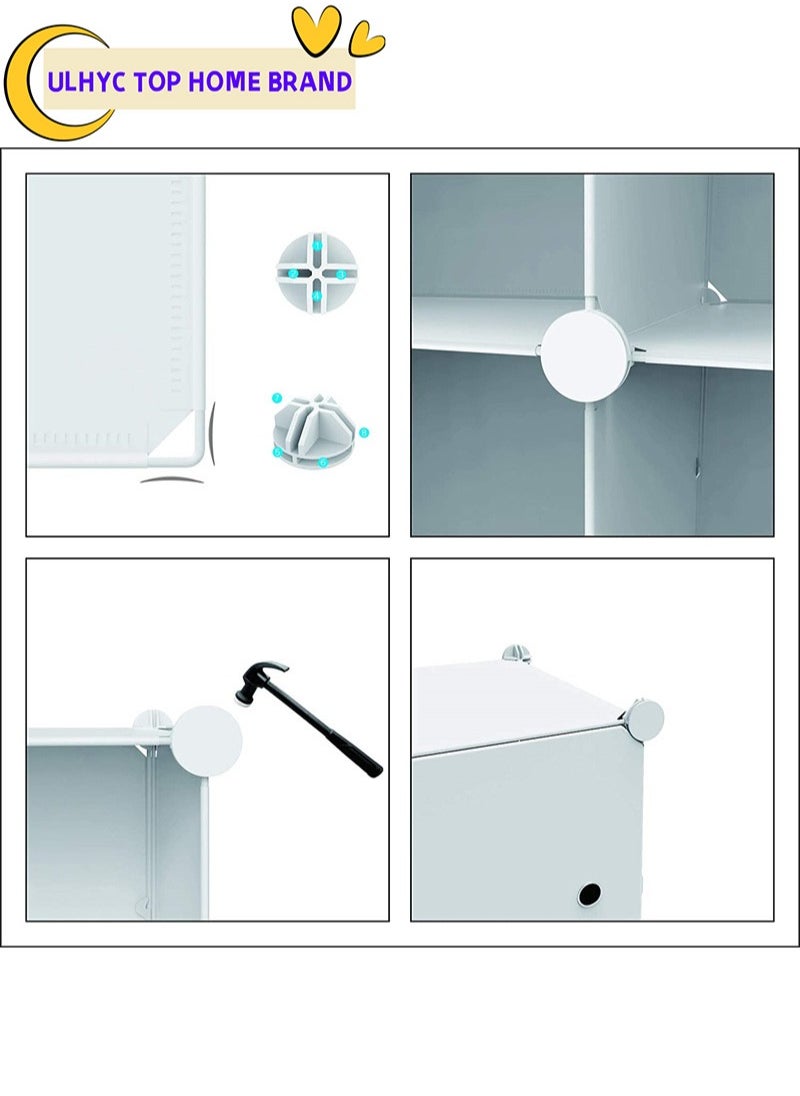 ULHYC - Portable Wardrobe Foldable Wardrobe with 12 Compartments, Combined Space-Saving Clothing Storage Organizer with Clothes Rail - Image 1