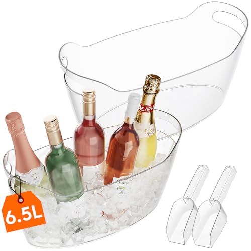 Lifewit 65L Ice Bucket for Parties 2 Packs Portable Drink Bucket for Cocktail Bar Plastic Champagne Cooler for BeverageWineBeer Mimosa Bar Supplies Chiller Tub with Scoop 38 x18x20cm15x7x8 - Image 1