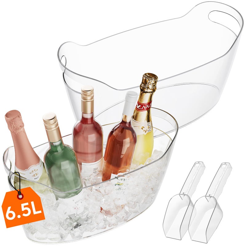 Lifewit 65L Ice Bucket for Parties 2 Packs Portable Drink Bucket for Cocktail Bar Plastic Champagne Cooler for BeverageWineBeer Mimosa Bar Supplies Chiller Tub with Scoop 38 x18x20cm15x7x8 - Image 2