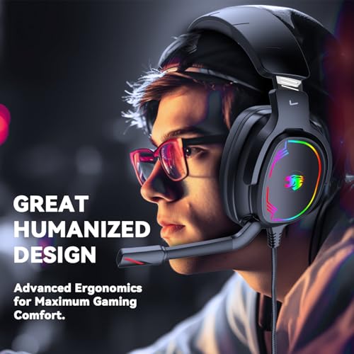 Jimonyer Gaming Headset with Microphone, 7.1 Surround Sound and Noise Canceling Over Ear Headphones for PC/PS4/PS5/Xbox Series/Switch, RGB Light and Soft Imitation Protein Earmuffs(Black) - Image 3