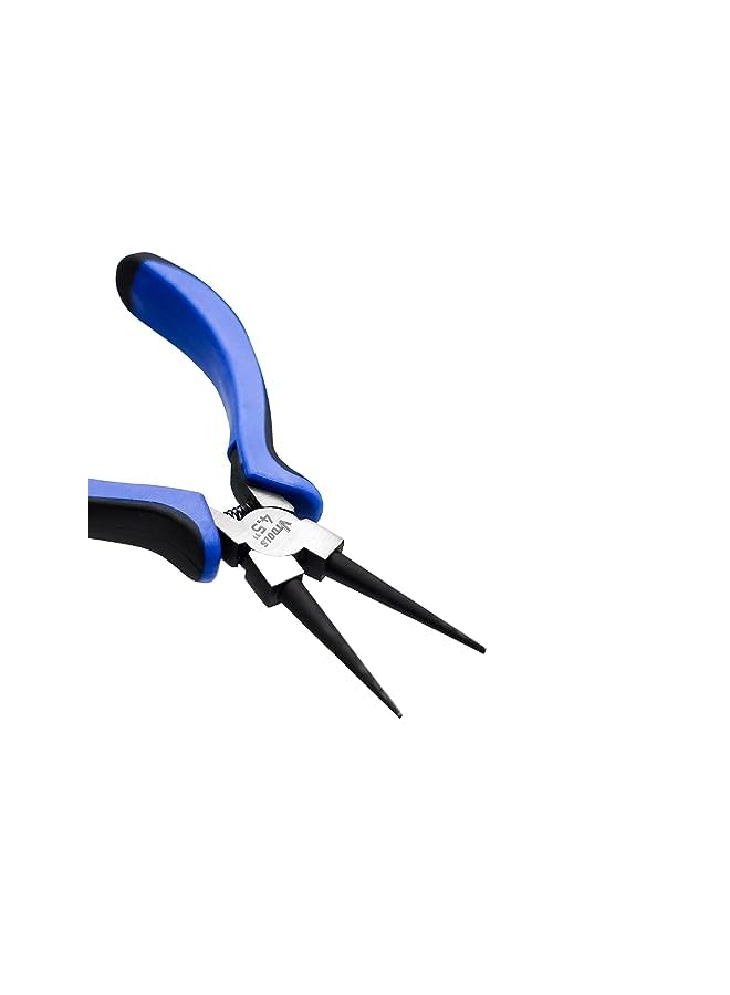VTOOLS 4 Inch Mini Long Round Nose Pliers Spring Loaded Plier Con Steel And Black Polished Finish Extra Strength Anti Slip Handles Used For Cutting Clamping Pinching Pack 1 Vt2150  - Image 3