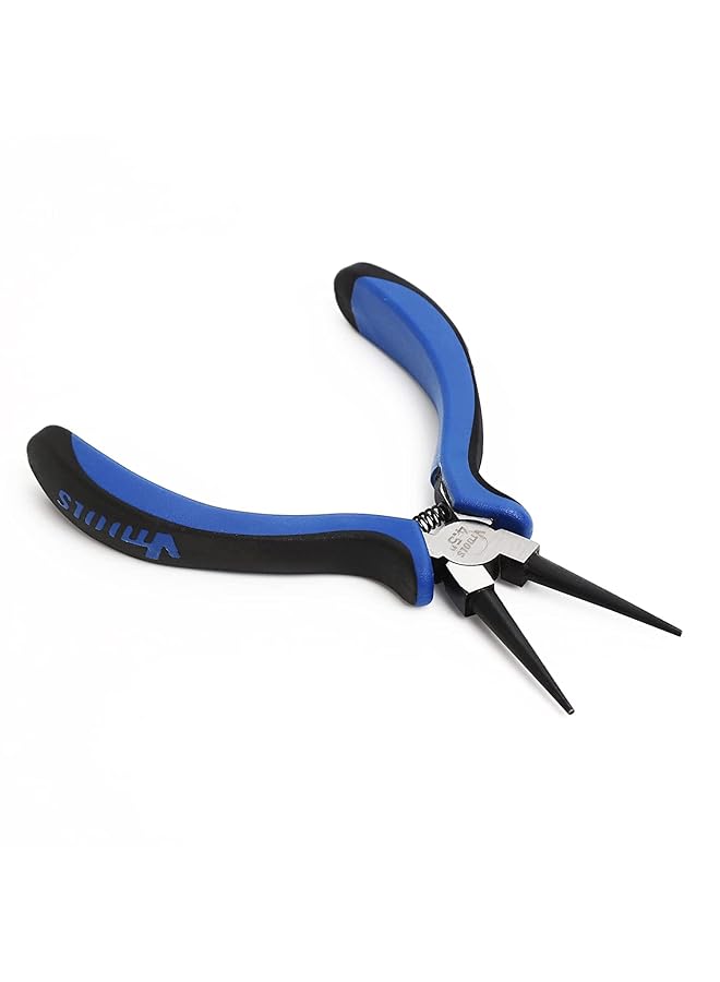 VTOOLS 4 Inch Mini Long Round Nose Pliers Spring Loaded Plier Con Steel And Black Polished Finish Extra Strength Anti Slip Handles Used For Cutting Clamping Pinching Pack 1 Vt2150  - Image 1