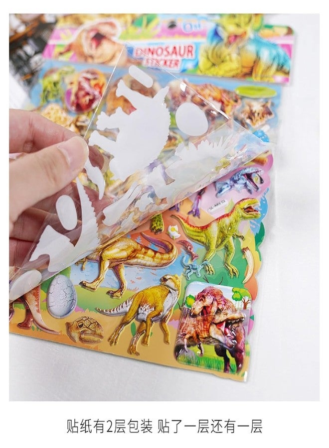 DEOXY 3D Puffy Sticker Pack of 2 Sheets Assorted Dinosaur, 108pcs Reusable Envelope Seal Stickers, Multicolor, Fantasy, Floral, Geometric, Cartoon, Irregular Shapes, Indoor Use - Image 2