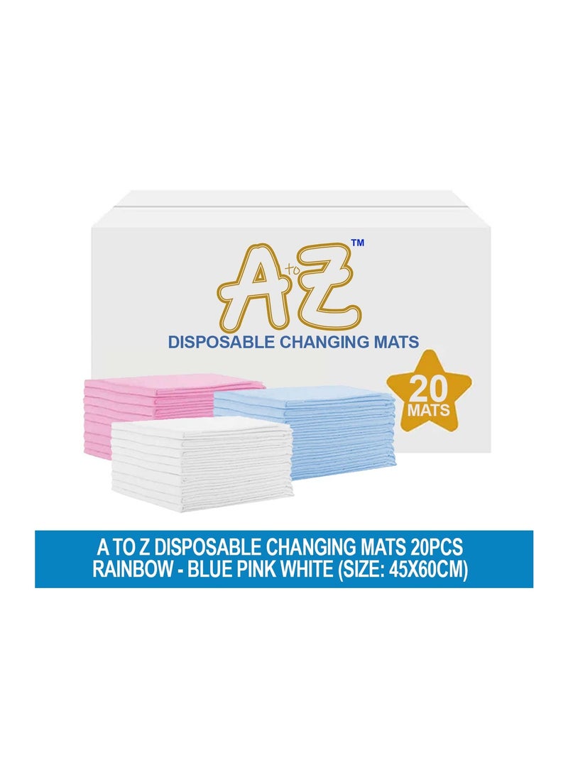 STAR BABiES A to Z  Disposable Changing Mats - 45 x 60cm - Large Pack of 20 - Blue/Pink/White-Rainbow - Image 2