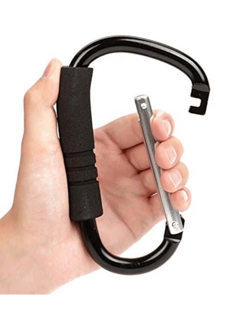Extra Large Stroller Hooks Carabiner Clip – Heavy Duty 50kg Load Aluminum Hook with Foam Grip for Hiking, Shopping Bags, Diaper Bags – Universal Organizer Clip for Baby Stroller, Cart & Outdoor Use  - Image 1