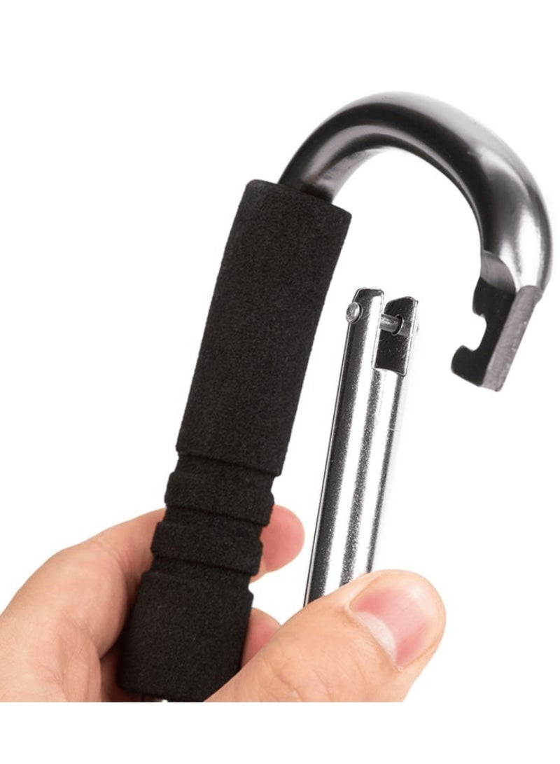 Extra Large Stroller Hooks Carabiner Clip – Heavy Duty 50kg Load Aluminum Hook with Foam Grip for Hiking, Shopping Bags, Diaper Bags – Universal Organizer Clip for Baby Stroller, Cart & Outdoor Use  - Image 2