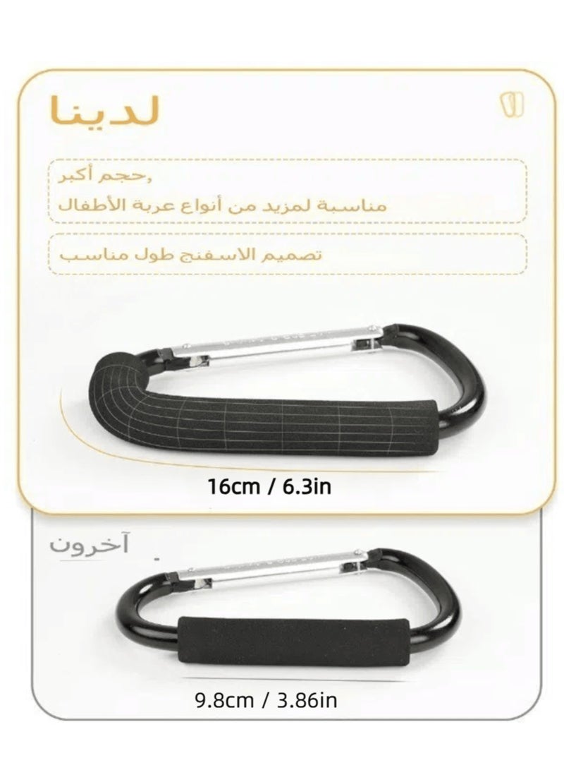 Extra Large Stroller Hooks Carabiner Clip – Heavy Duty 50kg Load Aluminum Hook with Foam Grip for Hiking, Shopping Bags, Diaper Bags – Universal Organizer Clip for Baby Stroller, Cart & Outdoor Use  - Image 3