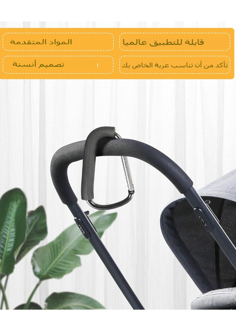 Extra Large Stroller Hooks Carabiner Clip – Heavy Duty 50kg Load Aluminum Hook with Foam Grip for Hiking, Shopping Bags, Diaper Bags – Universal Organizer Clip for Baby Stroller, Cart & Outdoor Use  - Image 4