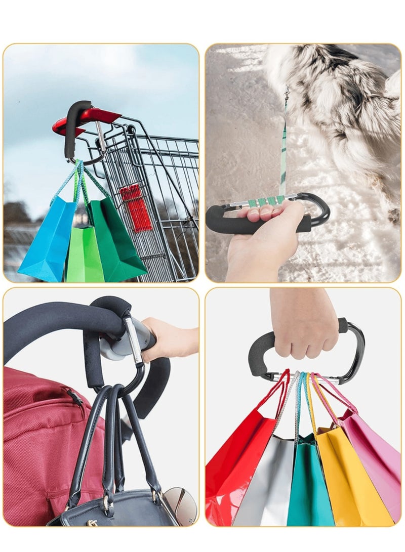 Extra Large Stroller Hooks Carabiner Clip – Heavy Duty 50kg Load Aluminum Hook with Foam Grip for Hiking, Shopping Bags, Diaper Bags – Universal Organizer Clip for Baby Stroller, Cart & Outdoor Use  - Image 5