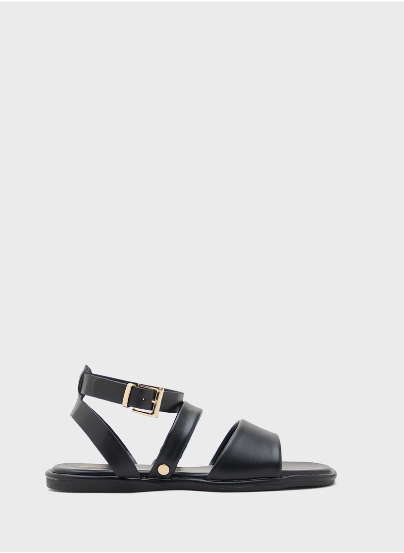 Ginger - Strappy Ankle Strap Flat Sandal - Image 1