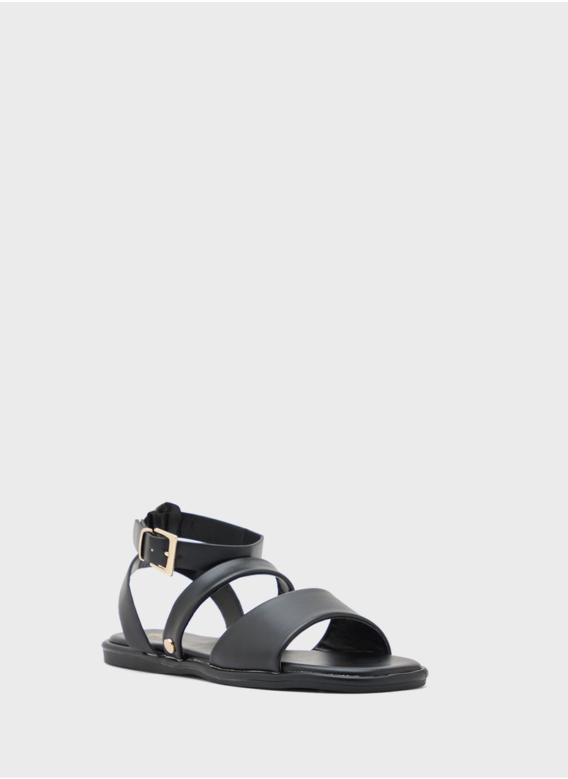 Ginger - Strappy Ankle Strap Flat Sandal - Image 1
