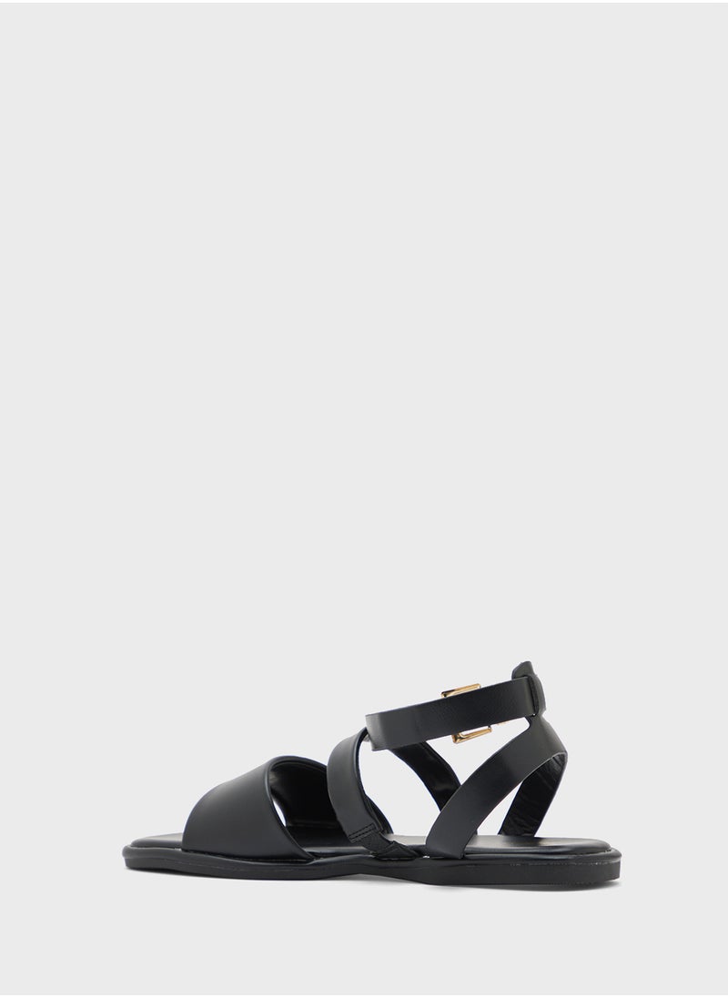 Ginger - Strappy Ankle Strap Flat Sandal - Image 1