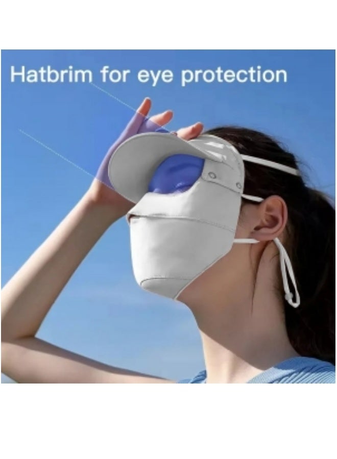 Women Ice Silk Sunscreen Mask Full Face Cover Breathable UV Protection Face Shield Soft Lightweight Cooling Mask For Outdoor Cycling Hiking Driving Fishing Summer Sun Block，Grey - Image 4