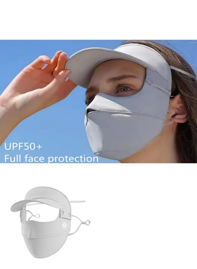 Women Ice Silk Sunscreen Mask Full Face Cover Breathable UV Protection Face Shield Soft Lightweight Cooling Mask For Outdoor Cycling Hiking Driving Fishing Summer Sun Block，Grey - Image 5