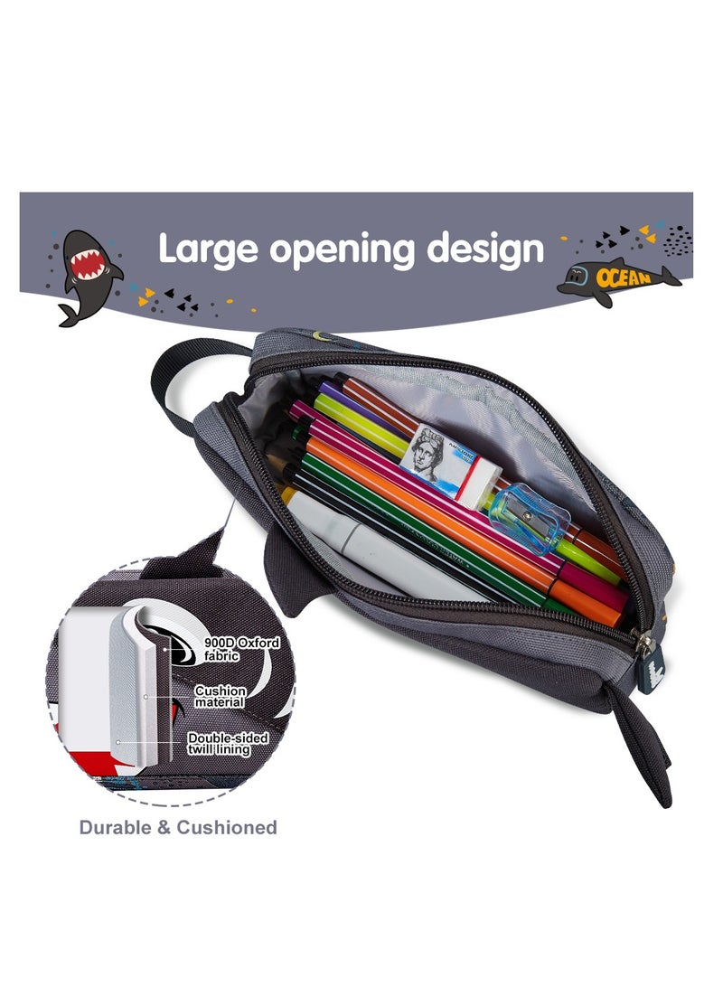 Nohoo Kids Pencil Case / Colour Bag Shark - Grey - Image 3