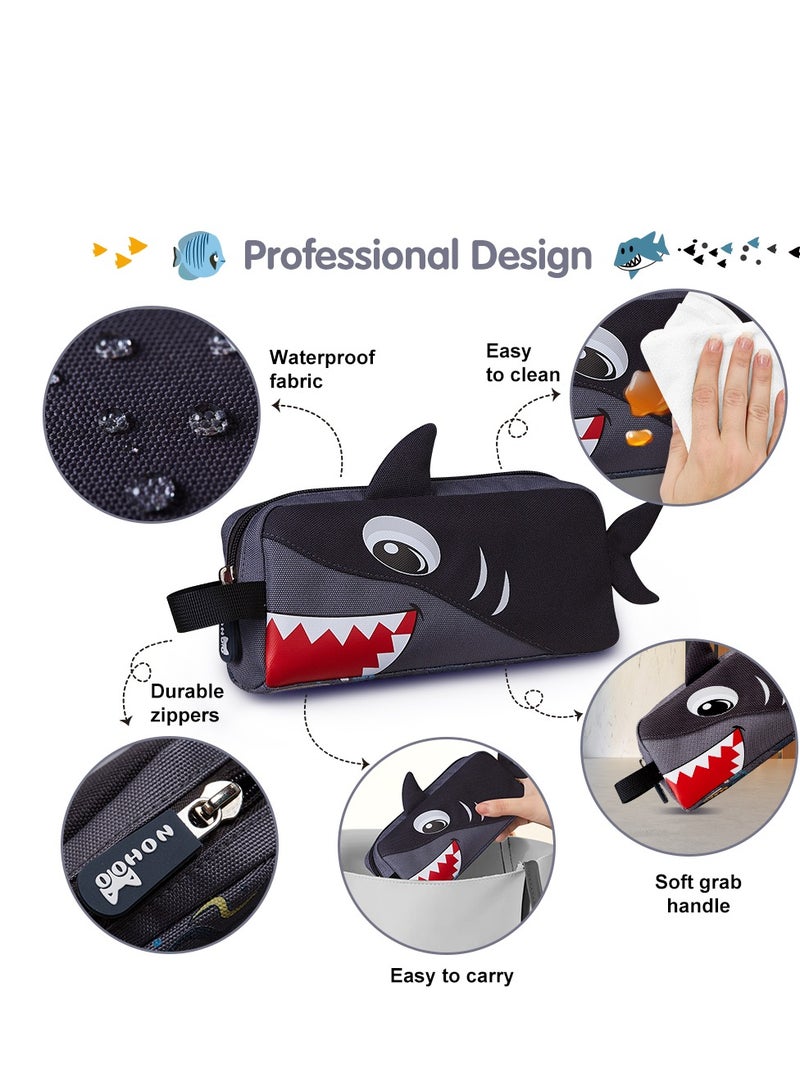 Nohoo Kids Pencil Case / Colour Bag Shark - Grey - Image 4