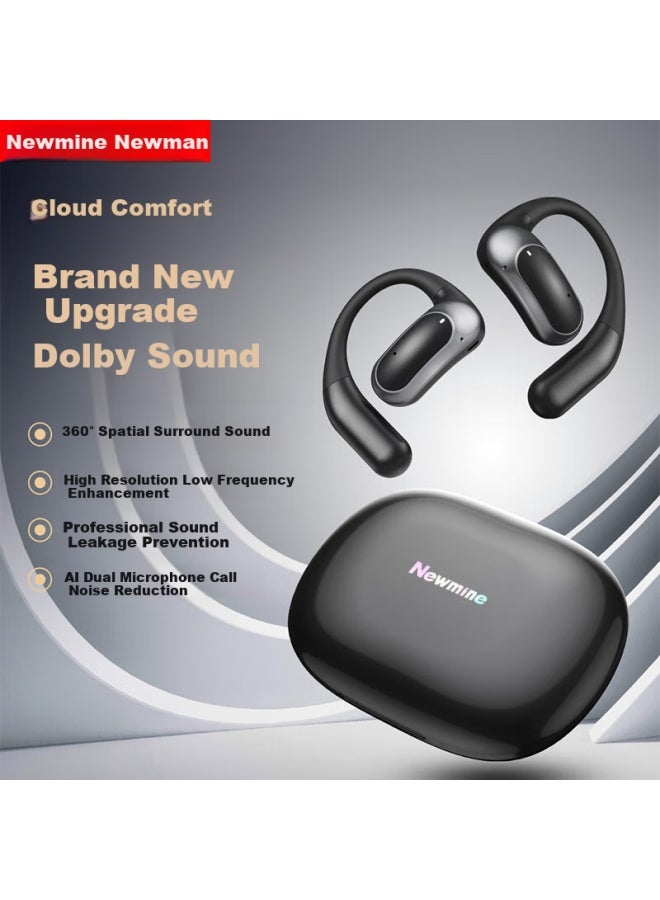 Newmine Ly56 Bluetooth Earphone Open Ear Bone Conduction Concept Wireless Sports Running Noise Cancelling Earphone With Long Battery Life High Sound Quality For Huawei Xiaomi Apple Black - Image 1