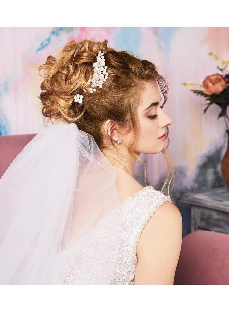 Vintage Baroque Big Pearl Hair Fork Bridal Hairpin Hair Comb Hair Plug European Style Design Wedding Headwear Hair Accessories Set,3 hairpins +2 hairpins,Gold - Image 5