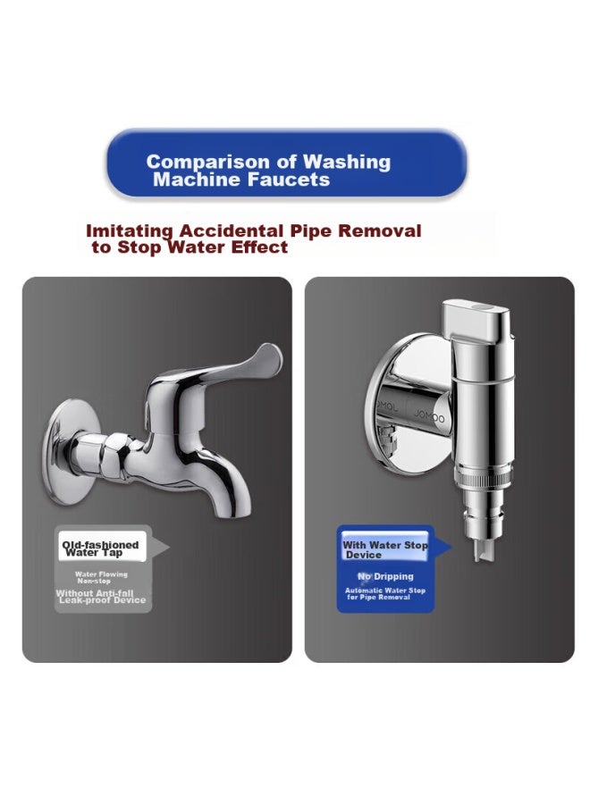 Jomoo Washing Machine Quick-open Faucet, Copper Alloy Chrome-plated, 1/2 Inch Quick Connect, Automatic Water Stop, Built-in Water Stop Device, Angle Valve, 74093 - Image 1