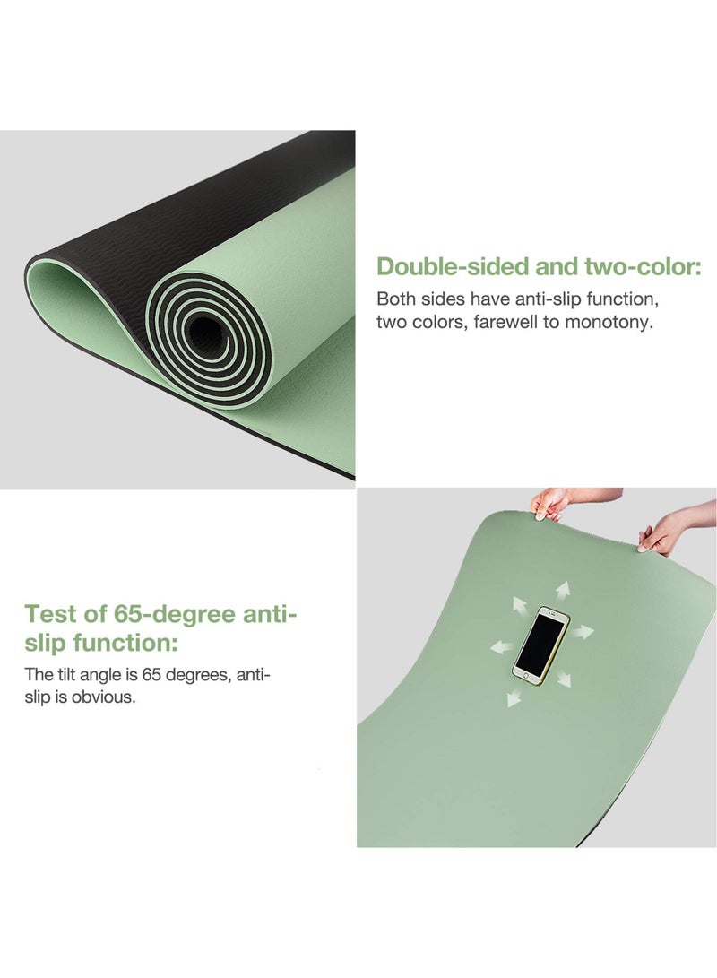 دوركو سجادة اليوجا غير قابلة للانزلاق، سجادة البيلاتس للتمرين بسمك 6 مم TPE، سجادة تمارين اللياقة البدنية للنساء والرجال، سجادة للتمرين مع حقيبة تخزين للصالة الرياضية المنزلية - Image 3
