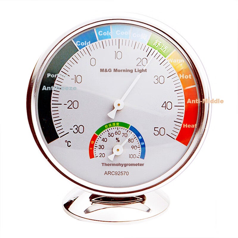 M&G Medium-Sized Dial Thermometer Hygrometer, Classic Indoor High-Precision Temperature Meter Battery-Free Hygrometer, Single Pack ARC92570 - Image 1