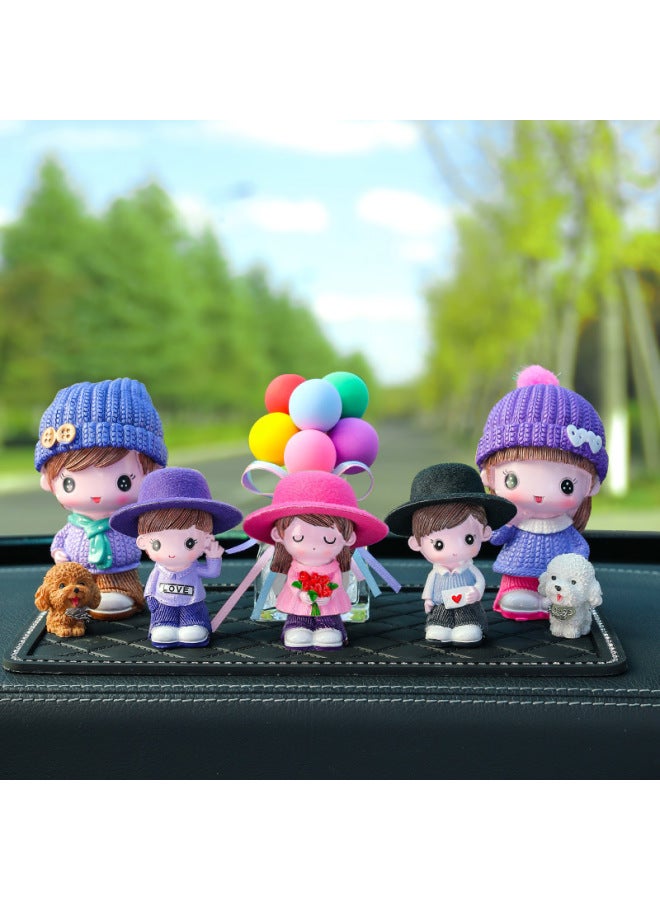 Car Ornaments, Cute Dog Walking Dolls, Family Portraits, Car White Balloon Ornaments, Car Decorations