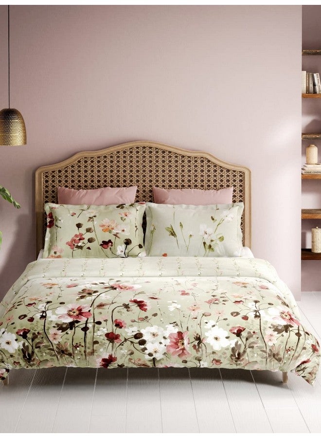 DDECOR Live beautiful DDECOR - Grandiose Floral 150TC Double Bed Sheet Set with Two Pillow Covers - Red  - Image 1
