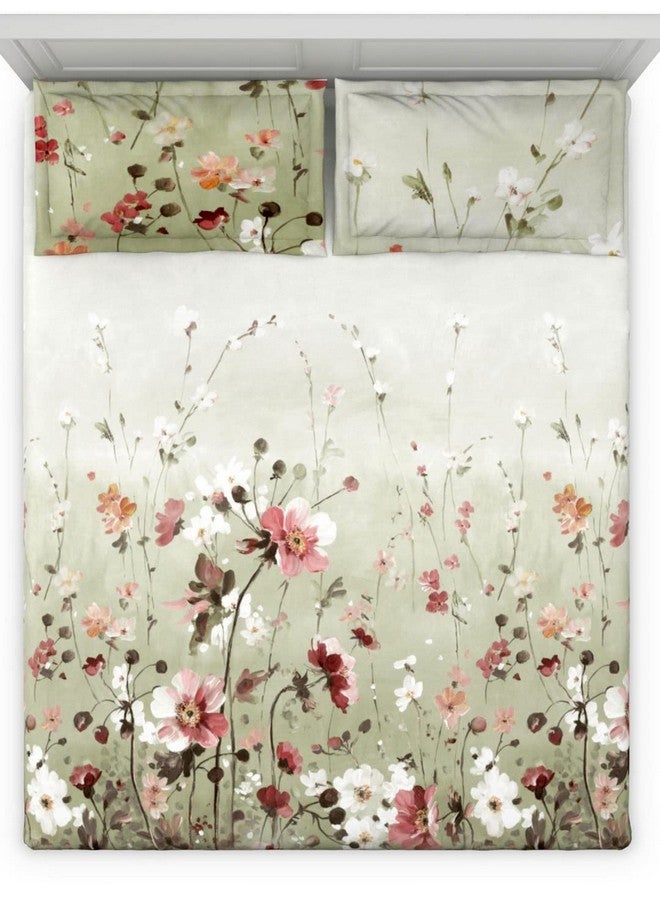 DDECOR Live beautiful DDECOR - Grandiose Floral 150TC Double Bed Sheet Set with Two Pillow Covers - Red  - Image 2