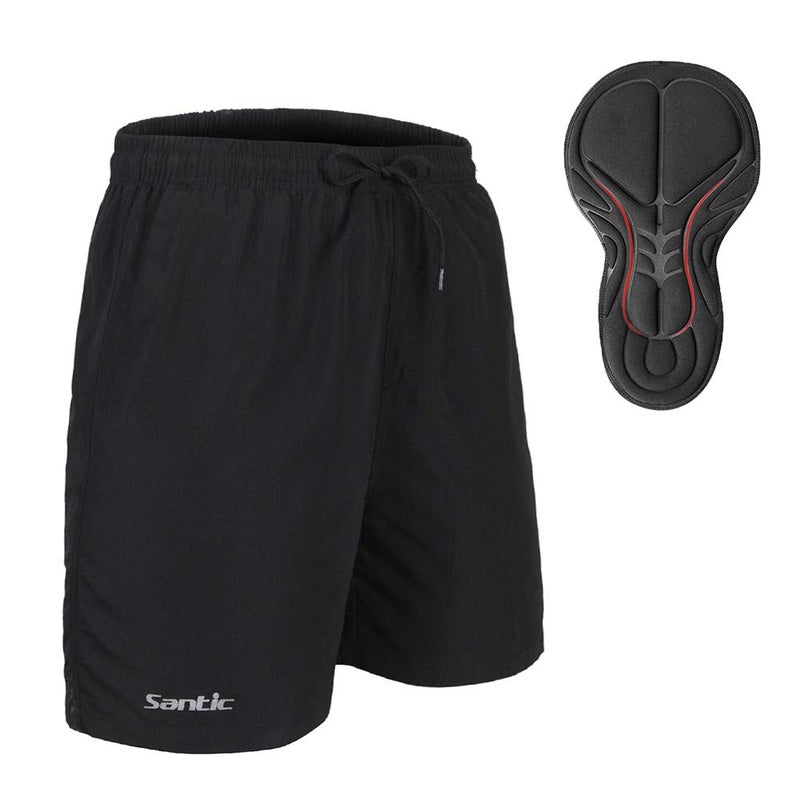Santic Men's 4D Paded Cycling Shorts Casual Loose-Fit Mountain Bike Bicycle MTB Shorts Black/Grey