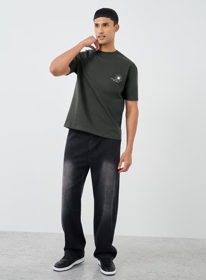 Styli Graphic Print Round Neck Oversized T-Shirt - Image 2