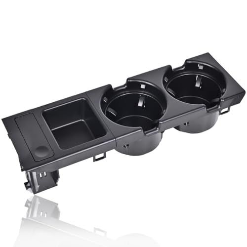 EKLN Front Center Console Cup Holder with Coin Holder fit for 1998-2006 BMW E46 3 Series 318i 320i 323i 325i 328i 330i Replacement OE# 51168217953 51169415183 51169415186 (Black Plastic) - Image 1