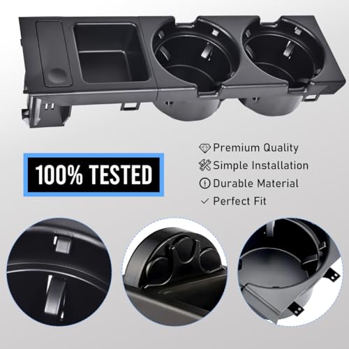 EKLN Front Center Console Cup Holder with Coin Holder fit for 1998-2006 BMW E46 3 Series 318i 320i 323i 325i 328i 330i Replacement OE# 51168217953 51169415183 51169415186 (Black Plastic) - Image 3