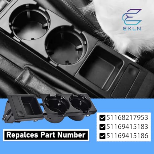 EKLN Front Center Console Cup Holder with Coin Holder fit for 1998-2006 BMW E46 3 Series 318i 320i 323i 325i 328i 330i Replacement OE# 51168217953 51169415183 51169415186 (Black Plastic) - Image 5