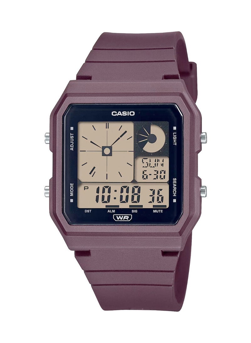 CASIO ساعة ريترو فينتاج سيريز مزدوجة الرسم البياني الرقمي بسوار من الراتنج الرمادي للنساء LF-20W-5A - Image 1