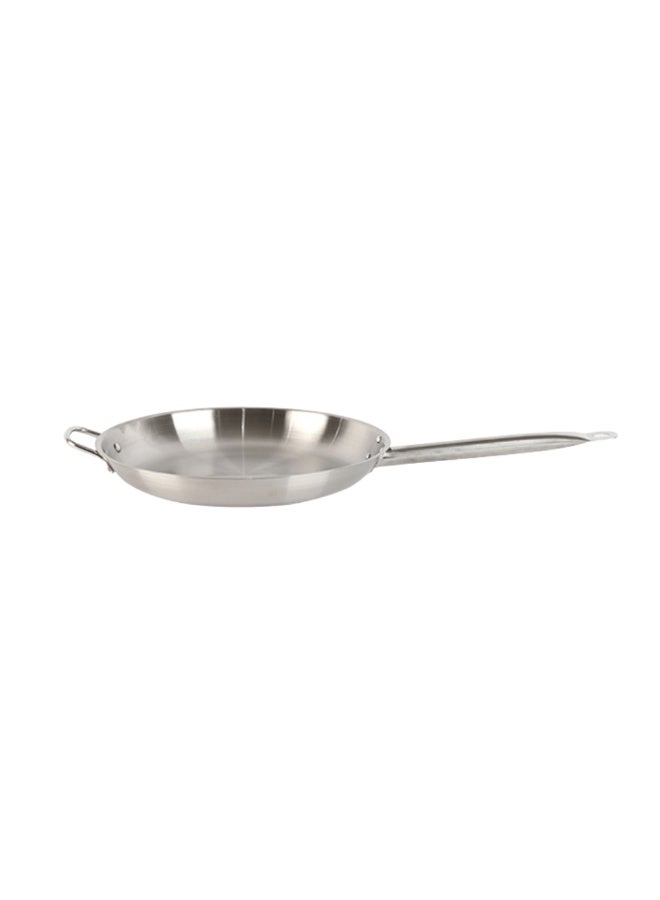 Alsaif home Stainless Steel Frying Pan with Helper Handle - Silver - 36 cm - Image 1
