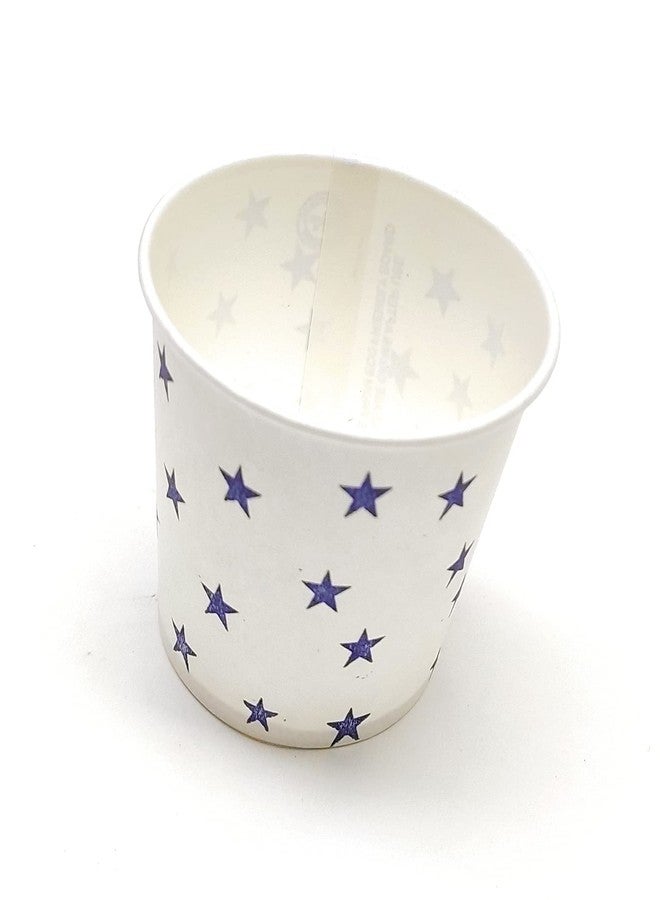TRIPLC MOOLYAVAAN Products White Star Printed Disposable Ripple Paper Cup for Hot Coffee/Drinks for Party (100) - Image 2