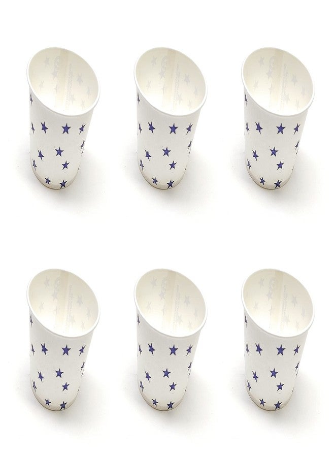 TRIPLC MOOLYAVAAN Products White Star Printed Disposable Ripple Paper Cup for Hot Coffee/Drinks for Party (100) - Image 1