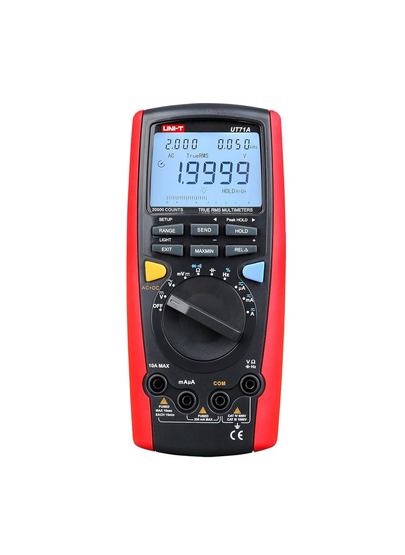 UniT UNIT UT71A TrueRMS Electronics Logging Multimeter Auto Manual Ranging 1000V AC DC 10A 20000 Counts OhmmeterVoltmeterAmp TesterCapacitance MeterFrequency Counter  - Image 1