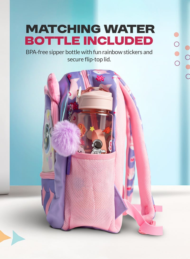 بيبي حقيبة ظهر للأطفال للبنات من عمر سنتين فما فوق، حقائب مدرسية للأطفال للبنات، حقيبة ظهر مدرسية خفيفة الوزن للبنات، حقائب كتب بثلاثة أقسام، لوازم مدرسية، حقائب ظهر لمرحلة ما قبل المدرسة للبنات، وردية - Image 5