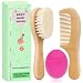 Molylove Baby Hair Brush with Wooden Handle and Comb Set for Newborns Toddlers Natural Soft Goat Bristles l Wood Comb l Rose Red Cradle Cap Brush Ideal for Cradle Cap 3 Piece - Image 2