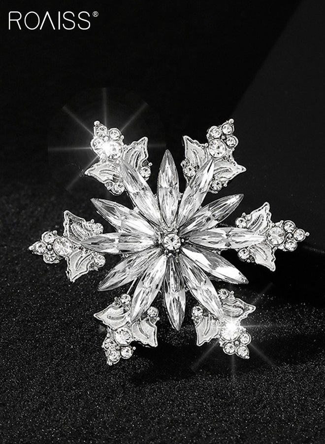 رويس قطعتان من دبابيس الزينة الأنيقة والبسيطة، دبابيس قمصان البدلات مزينة بأحجار الراين، دبابيس لامعة على شكل ندفة ثلج، دبابيس وشاح حريري أنيقة، مناسبة لحفلات الموضة والارتداء اليومي - Image 5