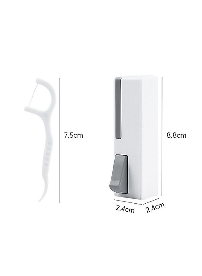 Automatic Floss Case Dispenser with 30 Pcs Floss Set, Portable Refillable Floss Pick Holder, Travel Floss Cases for Teeth Cleaning (White+Gray)