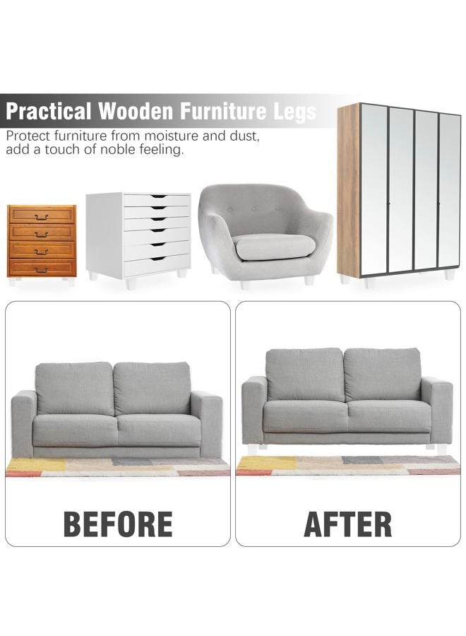 TURSTIN Set of 8 Wood Furniture Legs 3 Inch Square Solid Wood Sofa Legs with M8 T-Nuts Natural Wooden Couch Leg Replacement Legs for Furniture Armchair Bed Dresser Cabinet or DIY Projects, White - Image 5