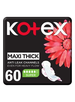 Kotex Anti-Leak Maxi Thick Pads with Wings - Super 60 Pads  - Image 1
