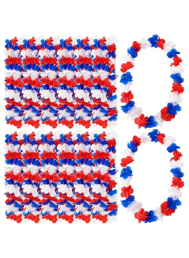 JUNEBRUSHS JUNEBRUSHS 24 Pack Patriotic Leis Red White and Blue Flower Leis, 4th of July Garlands Hawaiian Luau Flower Necklaces Bulk for Fourth of July, Memorial Day, Independence Day Decorations Party Favors - Image 1