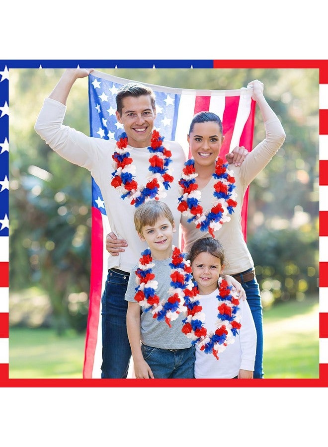 JUNEBRUSHS JUNEBRUSHS 24 Pack Patriotic Leis Red White and Blue Flower Leis, 4th of July Garlands Hawaiian Luau Flower Necklaces Bulk for Fourth of July, Memorial Day, Independence Day Decorations Party Favors - Image 5