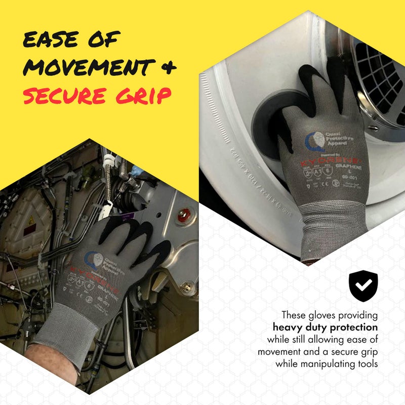 Quest Protective Apparel Cut and Puncture Resistant Work Gloves â€“ Lightweight Durable Graphene Safety Gloves - Construction, DIY, Kitchen and Mechanical Use for Men and Women - Large, Pack of 12 Pairs - Image 4