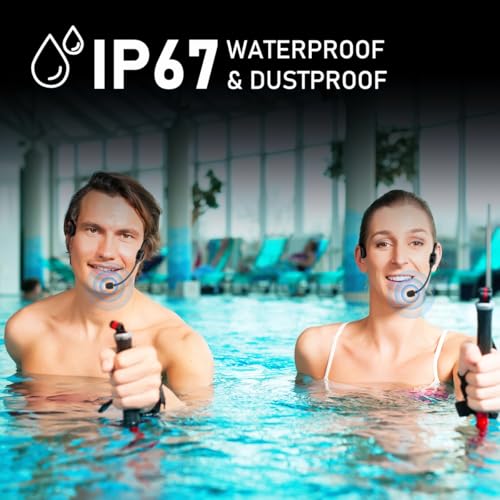 KIMAFUN IP67 Waterproof Wireless Fitness Microphone, 2.4G Lightweight Ergonomic Design Headset Mic Used in Swimming Pool, Fitness Sports, Yoga, Gym, Class, Speaker, Laptop, Tablet for 2 People, GWP92 - Image 3